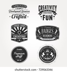 Creative Digital Fun Box Idea Dreamers Origins Content Professional People Vector logo badges elements collection Icons Symbols Retro Labels Silhouettes