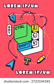 Illustration zum kreativen digitalen Grafikdesign mit Tastenkombinationen.