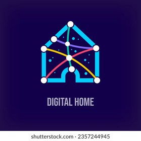 Diseño creativo digital de la empresa doméstica. Transiciones de color únicas. Tecnología virtual única y plantilla de conexión. vector