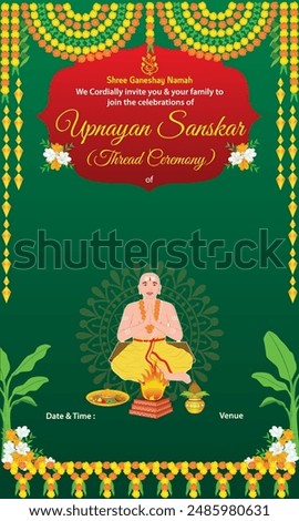 Creative digital  Invitation design of the the Indian Traditional Thread ceremony.