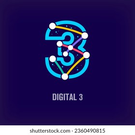 Carta digital creativa 3 diseño corporativo. Transiciones de color únicas. Tecnología virtual única y plantilla de conexión. vector