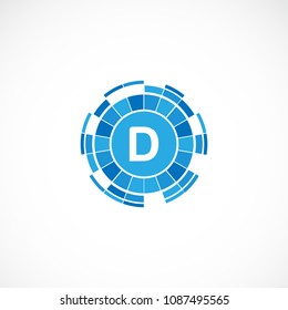 Creative Digital Letter D Design Vector
