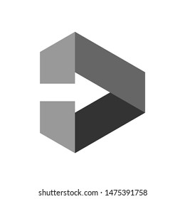 Creative digital letter D logo icon vector with negative space arrow concept