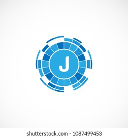 Creative Digital Letter J Design Vector