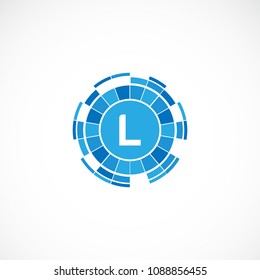 Creative Digital Letter L Design Vector