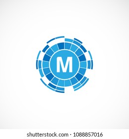 Creative Digital Letter M Design Vector