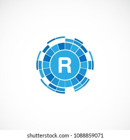 Creative Digital Letter R Design Vector