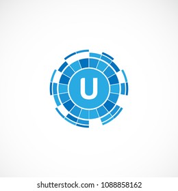 Creative Digital Letter U Design Vector