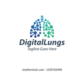 Creative Digital Lungs Care Logo Template, Healthy Lungs Logo Design