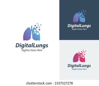 Creative Digital Lungs Care Logo Template, Healthy Lungs Logo Design