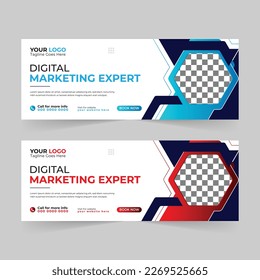 Creative digital marketing agency Business Facebook cover photo for social media, Corporate ads, and discount web banner vector template design