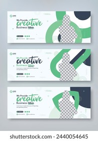 Creative digital marketing agency and corporate facebook cover or web banner bundle set template