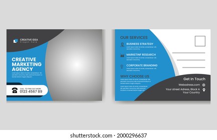 Creative digital marketing agency post card design template.