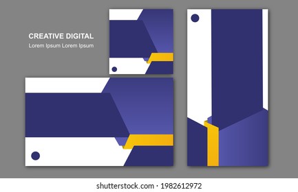 Creative digital marketing agency social media post design template square flyer or editable web banner landscape square and potrait background
