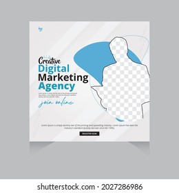 Creative Digital Marketing Agency Social Media post template design Banner promotion, Square Flyer Template, Corporate advertising Editable web Banner Post Template