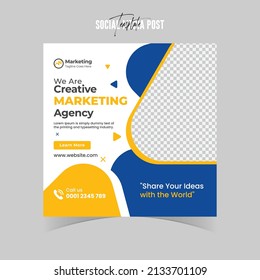 Creative digital marketing agency social media post and banner template