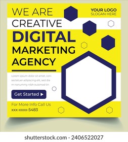 Creative digital marketing agency social post banner and flyer design template