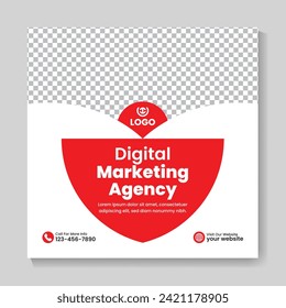 Creative digital marketing agency social media post design modern business square web banner template
