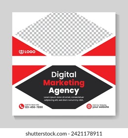 Creative digital marketing agency social media post design modern business square web banner template