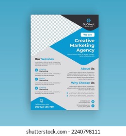 Creative digital marketing agency template design for social media post and banner. New and clean digital business marketing expert for corporate business. Blue yellow square flyer template promotion 