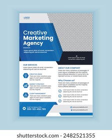 Creative digital marketing flyer template, Corporate business flyer design, A4 size modern flyer with creative shape.