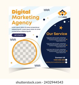 Creative digital marketing social media post and web banner design for corporate business agency.
Modern marketing banner template with a place for the photo. Usable for social media, and website