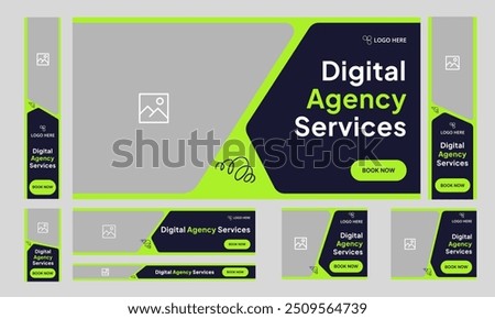Creative digital marketing web set banner design, digital agency web bundle banner design, fully customizable vector eps 10 file format