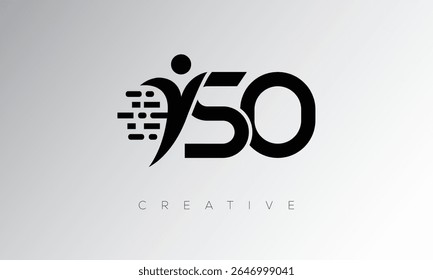SO Creative Digital Monogram Logo – Futuristic Letter mark Design Featuring Human Shape, Pixel Motion and Minimal Tech Style for Innovative Branding Identity