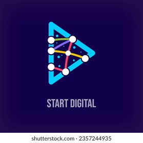 Diseño corporativo creativo de inicio digital. Transiciones de color únicas. Tecnología virtual única y plantilla de conexión. vector