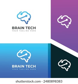 Creative Digital, technology Brain vector Logo.