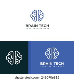 Creative Digital, technology Brain vector Logo.