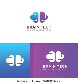 Creative Digital, technology Brain vector Logo.