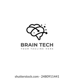 Creative Digital, technology Brain vector Logo.