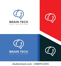 Creative Digital, technology Brain vector Logo.