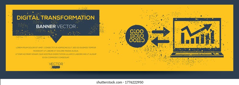 Creative (digital transformation) Banner Word with Icon ,Vector illustration.	