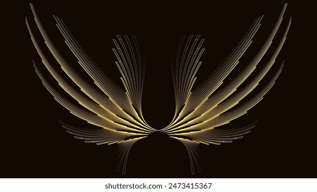 Creative Digital Wings Golden Award. Literary or Arts Award Concept. Modern Hi-Tech Digital Wreath Reward. Prize Design Concept Vector Illustration.