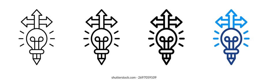 Conjunto de Colección de contorno diferente de icono de dirección creativa