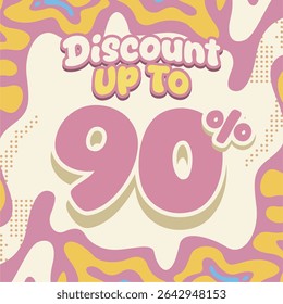 Creative discount design with soft pastel tones and fluid abstract shapes. Ideal for flash sales, ecommerce deals, kids brand promos, and eye catching digital marketing visuals.