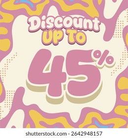 Creative discount design with soft pastel tones and fluid abstract shapes. Ideal for flash sales, ecommerce deals, kids brand promos, and eye catching digital marketing visuals.