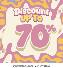 Creative discount design with soft pastel tones and fluid abstract shapes. Ideal for flash sales, ecommerce deals, kids brand promos, and eye catching digital marketing visuals.