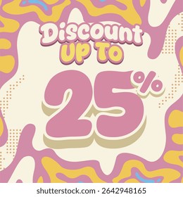 Creative discount design with soft pastel tones and fluid abstract shapes. Ideal for flash sales, ecommerce deals, kids brand promos, and eye catching digital marketing visuals.