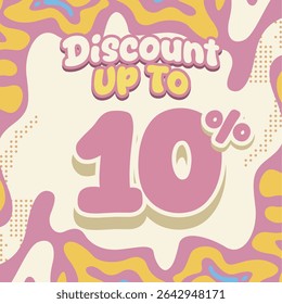Creative discount design with soft pastel tones and fluid abstract shapes. Ideal for flash sales, ecommerce deals, kids brand promos, and eye catching digital marketing visuals.