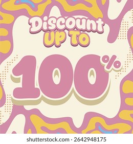 Creative discount design with soft pastel tones and fluid abstract shapes. Ideal for flash sales, ecommerce deals, kids brand promos, and eye catching digital marketing visuals.