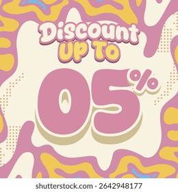 Creative discount design with soft pastel tones and fluid abstract shapes. Ideal for flash sales, ecommerce deals, kids brand promos, and eye catching digital marketing visuals.