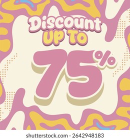 Creative discount design with soft pastel tones and fluid abstract shapes. Ideal for flash sales, ecommerce deals, kids brand promos, and eye catching digital marketing visuals.