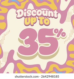 Creative discount design with soft pastel tones and fluid abstract shapes. Ideal for flash sales, ecommerce deals, kids brand promos, and eye catching digital marketing visuals.