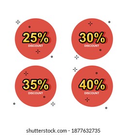 Creative discount label designs. Easy to edit with vector file. Can use for icon, label, and illustration. Especially for marketing.