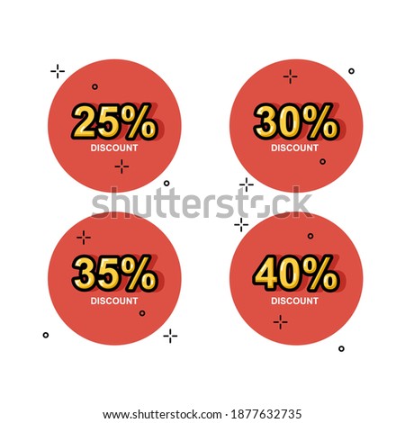 Creative discount label designs. Easy to edit with vector file. Can use for icon, label, and illustration. Especially for marketing.