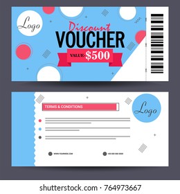 Creative Discount Voucher, Gift Card or Coupon template layout.