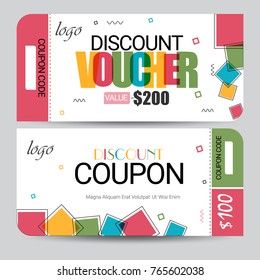 Creative Discount Voucher, Gift Card or Coupon template layout.